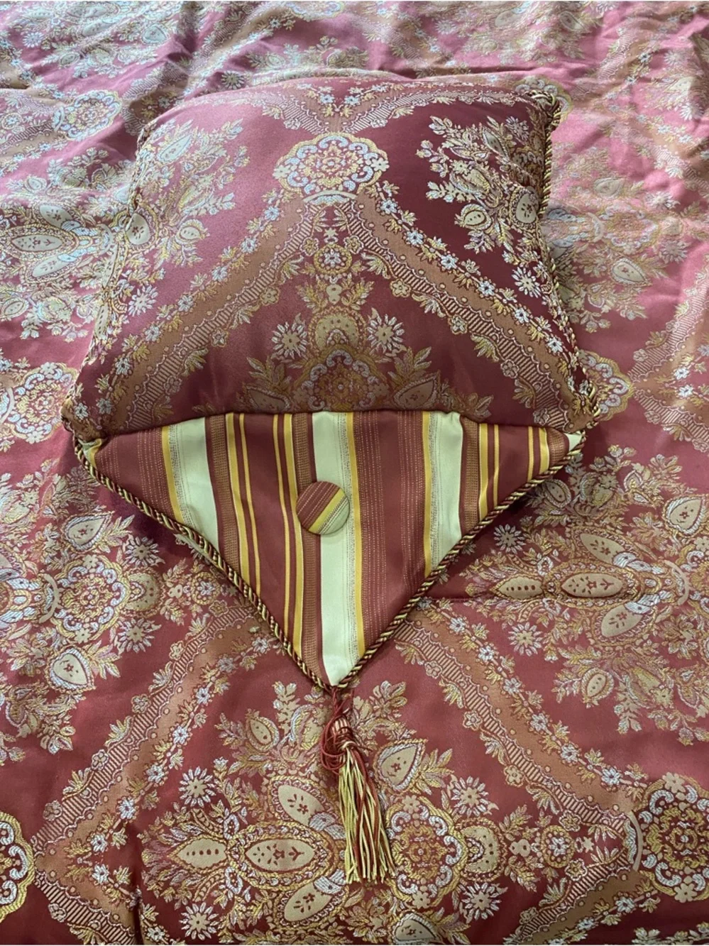 Classic Red and Gold Damask Comforter - Timeless Home Bedding